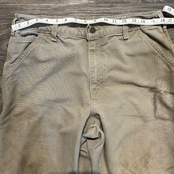 Carhartt B11 Washed Duck Work Pants 34x30 Desert Tan Grunge Utility Dungarees - Picture 6 of 14